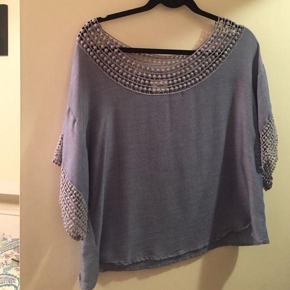 Jean colored flowy blouse