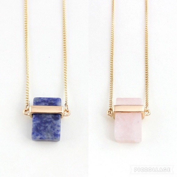 Gold & Pale Pink • Cobalt Blue faux stone pendent