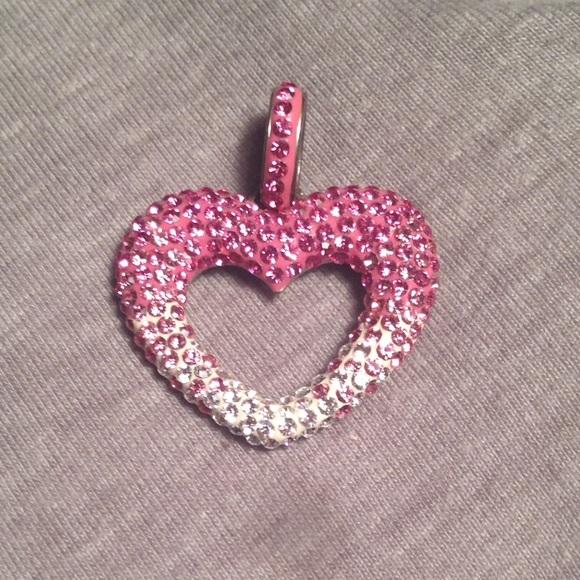 Pink heart Swarovski crystal necklace charm.