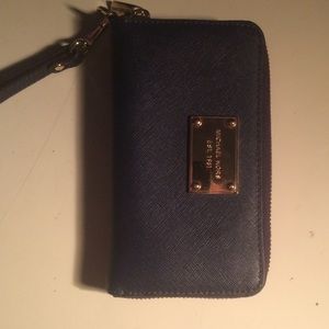 Michael Kors navy blue wristlet wallet
