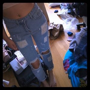 Ripped light wash boyfriend jeans