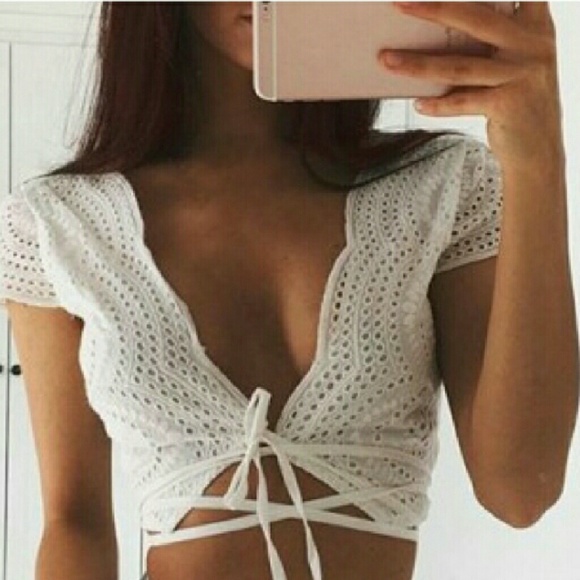 White wrap crop top