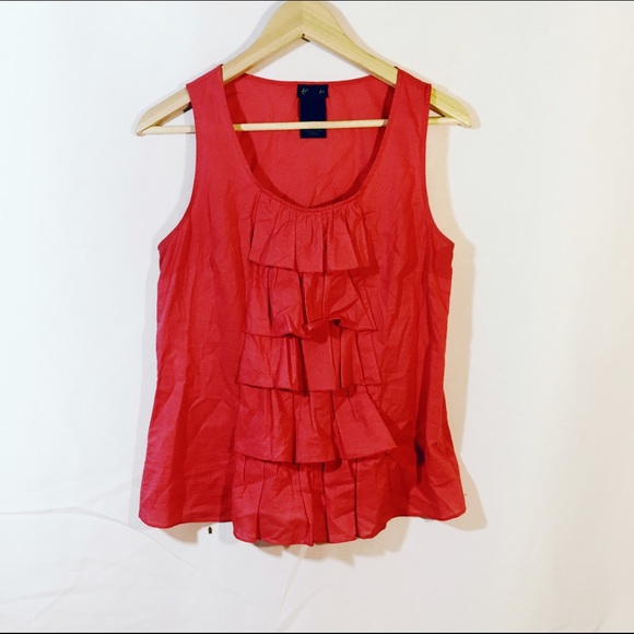 Anthropologie Tops - ANTHROPOLOGIE Fei red crimson ruffle front tank