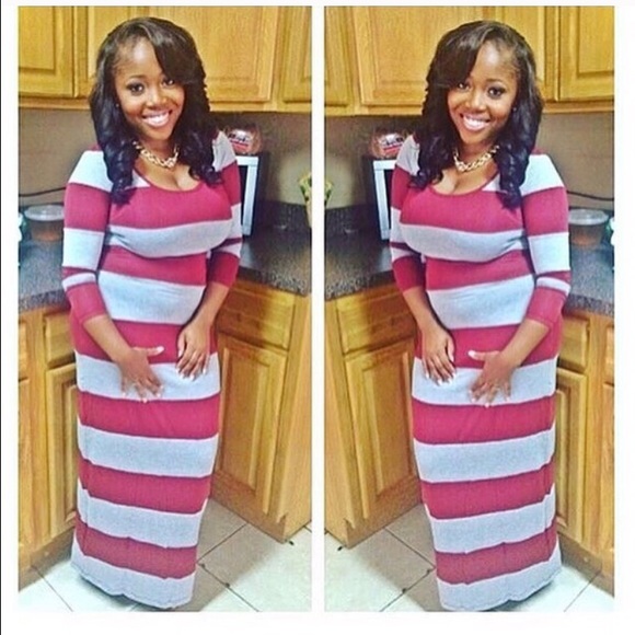 Grey & Burgundy maxi dress