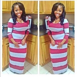 Grey & Burgundy maxi dress