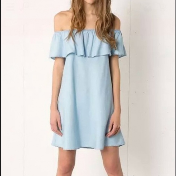 Zara blue off the shoulder dress