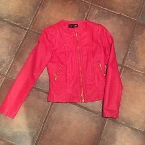 Red Faux Leather Jacket