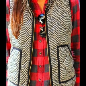 JCrew Herringbone Puffer Vest Size XS
