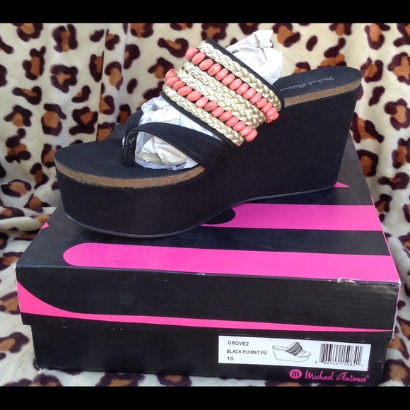 Michael Antonio wedge platform thong sandal 10