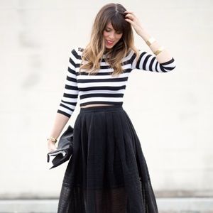 Bailey44 beach party top, s, black/white stripes