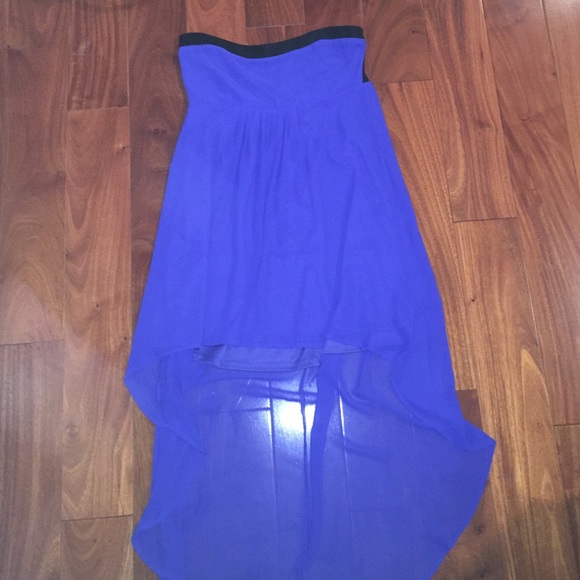 Strapless blue high to low dress