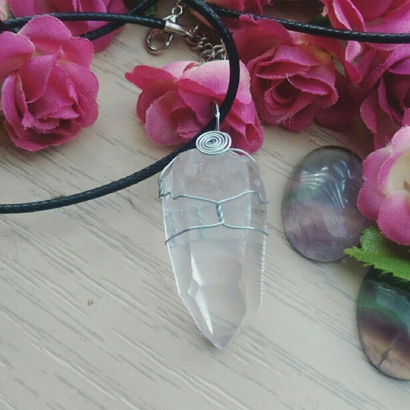 Wire Wrapped Crystal Quartz Necklace