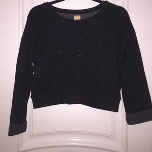 Black speckled crop sweatshirt/sweater