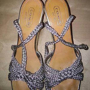 Silver Coach wedge heels
