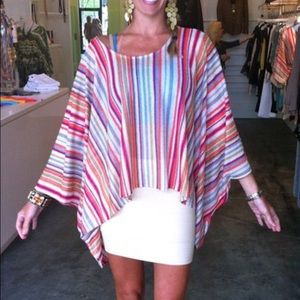 Like New ALEXIS Roslyn Pixie Stripe Square Poncho