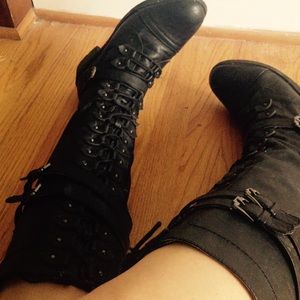 Black combat boots
