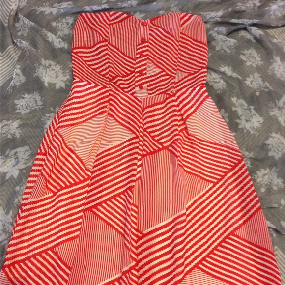 SUNDRESS Strapless High Waist Orange/Cream w Belt!
