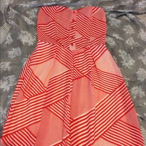 SUNDRESS Strapless High Waist Orange/Cream w Belt!