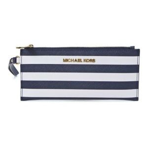 Michael Kors Navy and White Striped Wallet