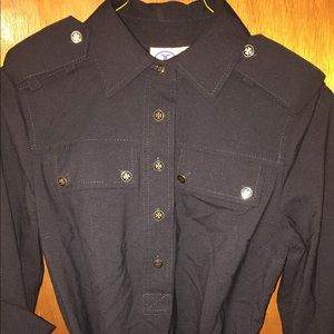 Tory Burch black dress. Gold logo on buttons.