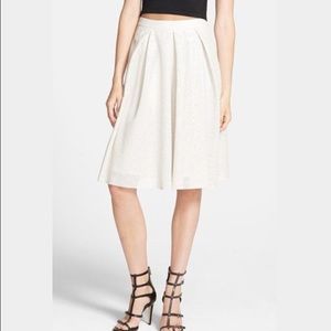 Faux perforated leather midi skirt