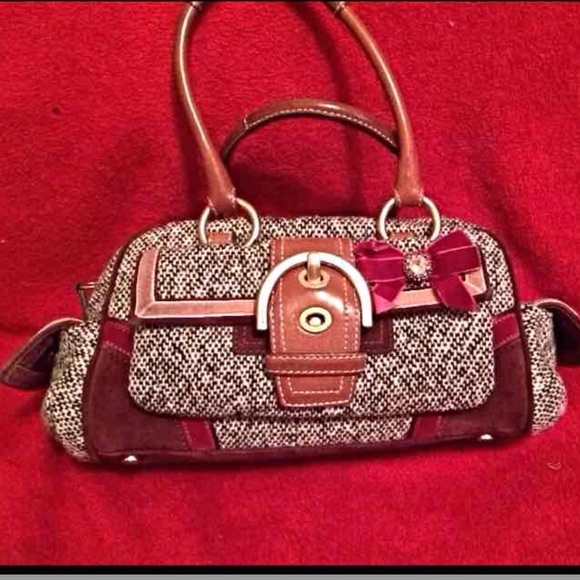 Rare Coach Bag Herringbone Tweed Satchel