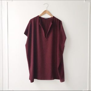 Slit neck tunic mini dress
