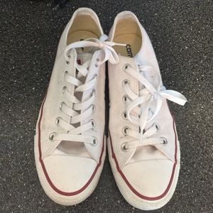 white converse with red stripe