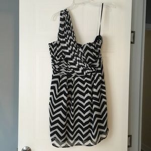Chevron one shoulder cocktail dress