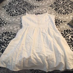 White spaghetti strap dress with embroidery detail