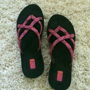 Black and pink Tevas
