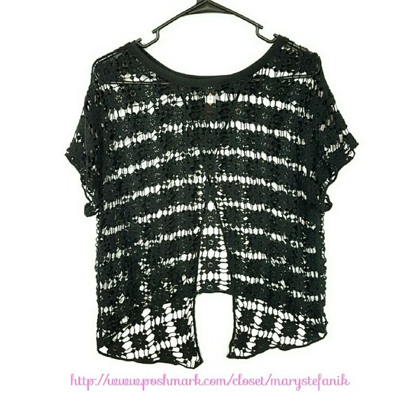 No Boundaries Tops - Black Floral Crochet Tee T Shirt size xxL (19)