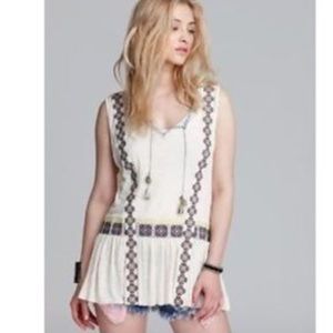 Free People white embroidered tunic size XS