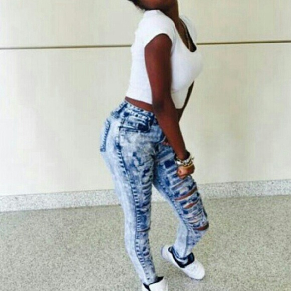 high waisted ripped jeans