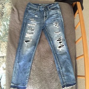 AE distressed high waisted crop jeggings