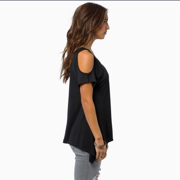 Black Cold Shoulder Tee - Picture 3 of 3