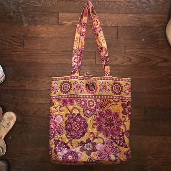 Yellow and floral small Vera Bradley tote!