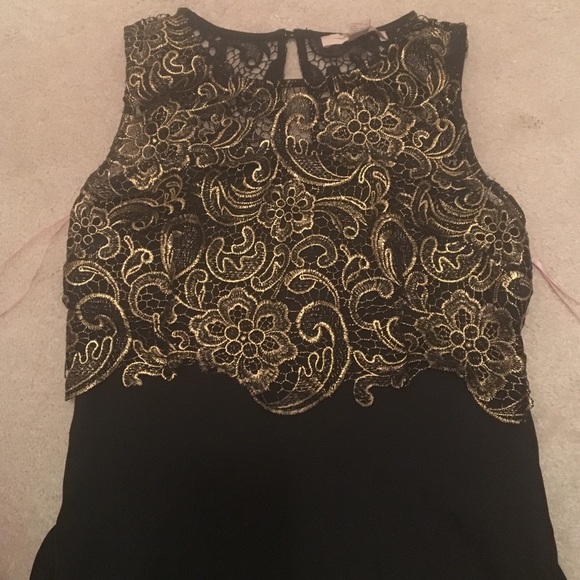 Short Black Dress, Gold Overlay