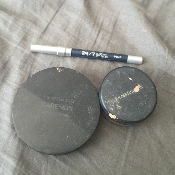 Blush, bronzer, and blue eye liner