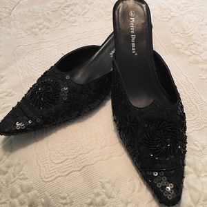 Pierre Dumas slip on -black sequins and beaded