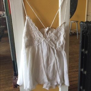Free People White Crochet Tank