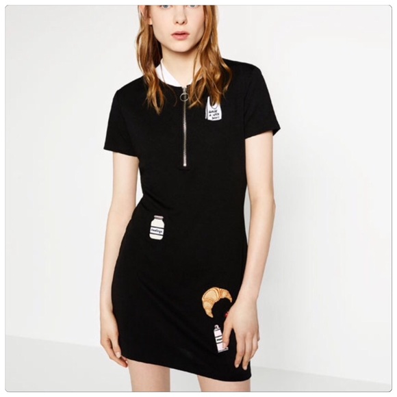 🆕 Zara black emoji patch zipper dress - Picture 2 of 3