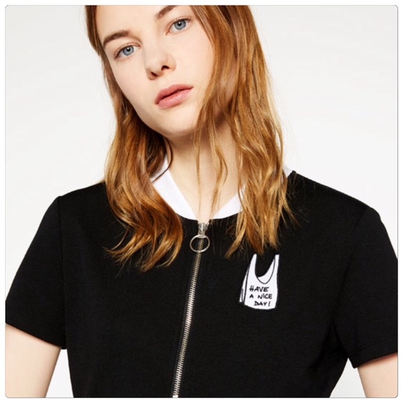 🆕 Zara black emoji patch zipper dress - Picture 3 of 3