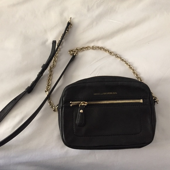 DVF black and gold chain bag