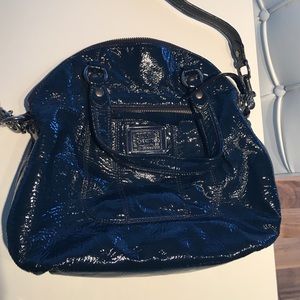 Patent leather navy blue coach purse