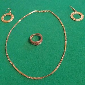 Costume Jewelry- Ring, Necklace, and earrings
