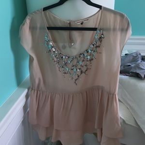 Rebecca Taylor sequin light pink top