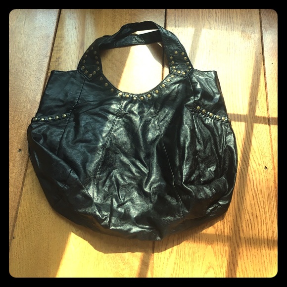 Vintage black brass trimmed bag