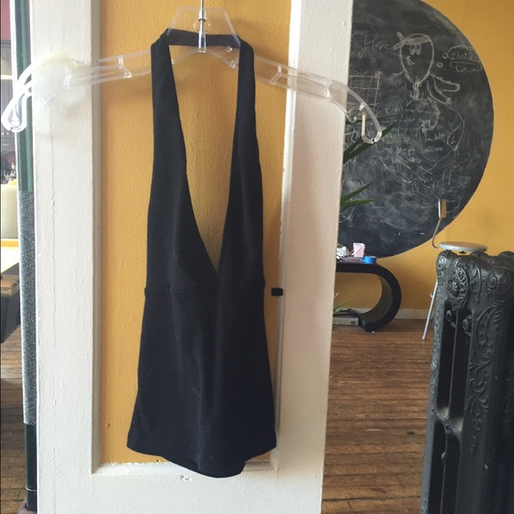 UO Black Plunge V Neck Tank
