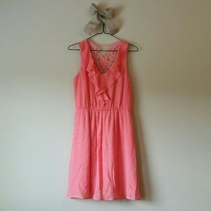 Lace and Ruffle Coral Dress